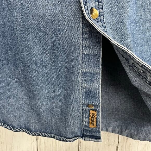 Schmidt Workwear Blue Cotton Blend Long Sleeve Button Down Denim Jean Shirt  LG - Picture 5 of 13